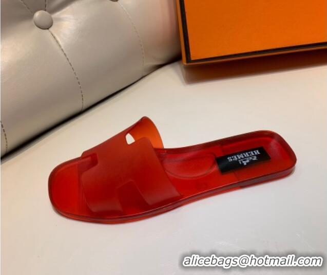 Good Quality Hermes PVC Classic Flat Slide Sandals Red 022102