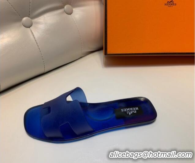 Classic Hot Hermes PVC Classic Flat Slide Sandals Royal Blue 022101