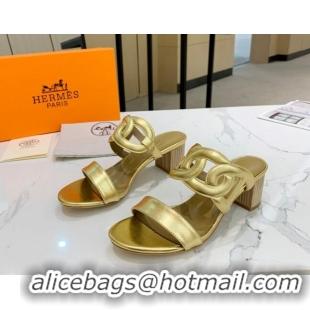 Purchase Hermes Extra Calfskin Heel Sandals 5.5cm Gold 022382