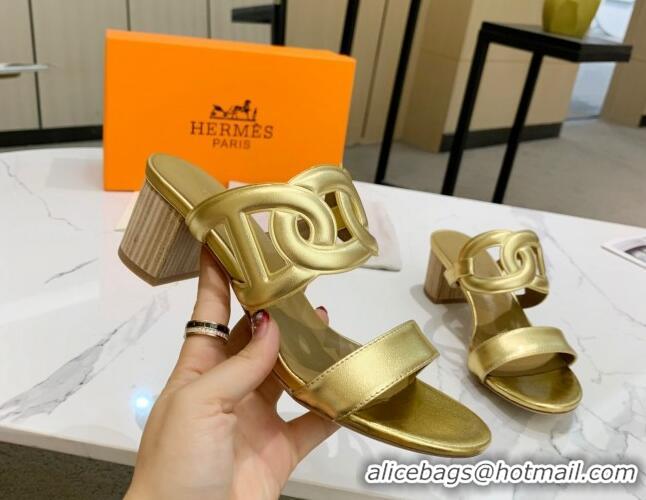 Purchase Hermes Extra Calfskin Heel Sandals 5.5cm Gold 022382