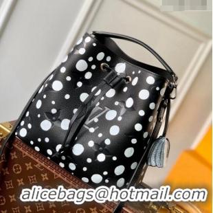 Top Quality Louis Vuitton LVxYK NeoNoe MM Bucket Bag with Dots Print in Monogram Leather M21753 Black/White 2023