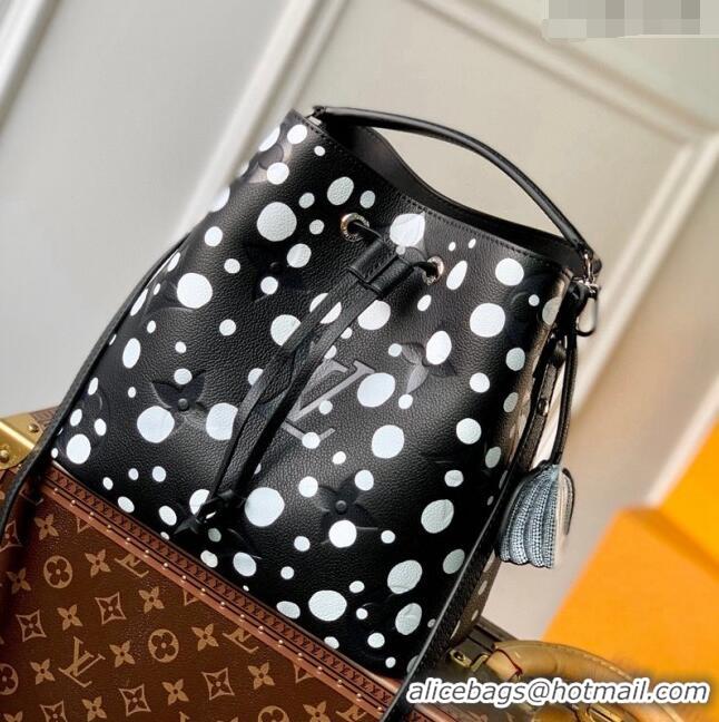 Top Quality Louis Vuitton LVxYK NeoNoe MM Bucket Bag with Dots Print in Monogram Leather M21753 Black/White 2023