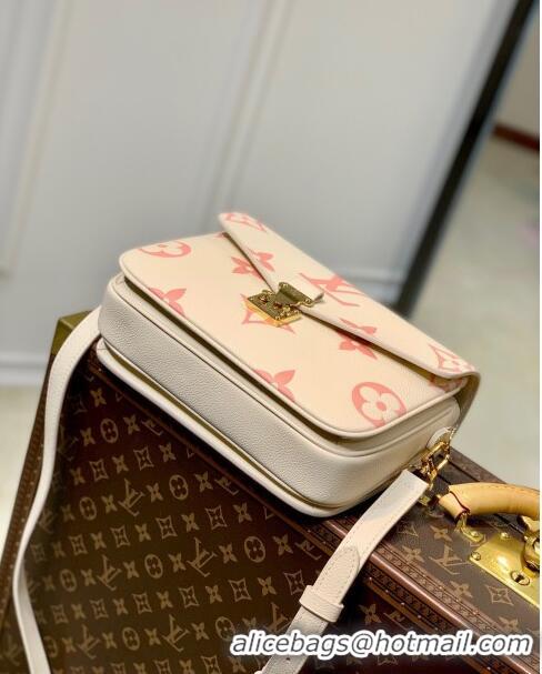 Wholesale Louis Vuitton Pochette Metis Bag in Bicolor Monogram Leather M45773 Cream/Pink 2023