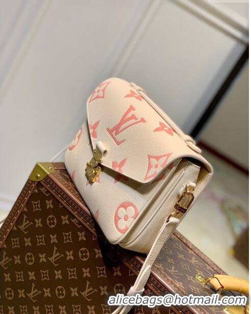 Wholesale Louis Vuitton Pochette Metis Bag in Bicolor Monogram Leather M45773 Cream/Pink 2023