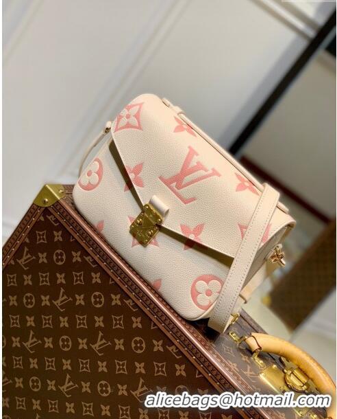 Wholesale Louis Vuitton Pochette Metis Bag in Bicolor Monogram Leather M45773 Cream/Pink 2023