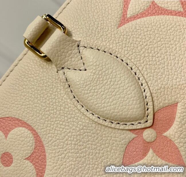 Cheapest Louis Vuitton OnTheGo MM Bag in Bicolor Monogram Leather M21575 Cream/Pink 2023