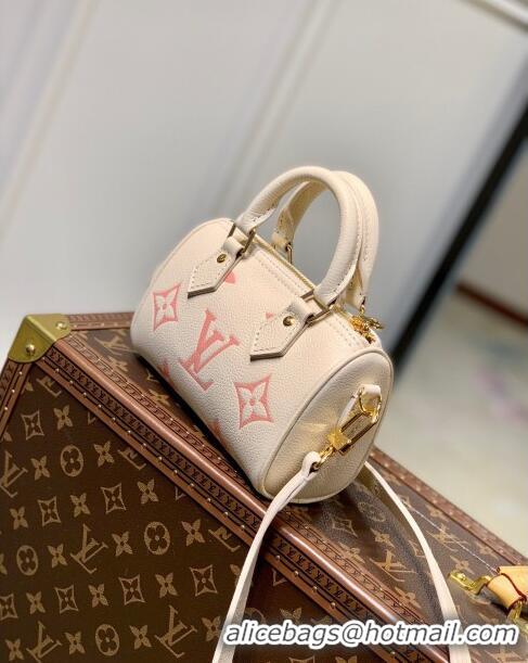 Cheapest Louis Vuitton Nano Speedy Bandoulière Bag in Bicolor Monogram Leather M81913 Cream/Pink 2023