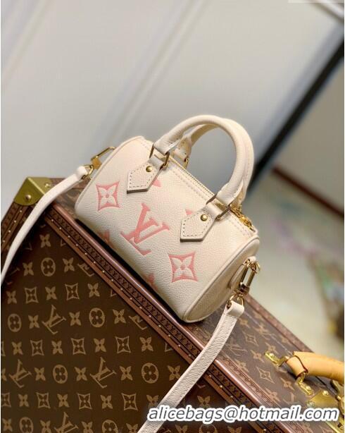 Cheapest Louis Vuitton Nano Speedy Bandoulière Bag in Bicolor Monogram Leather M81913 Cream/Pink 2023