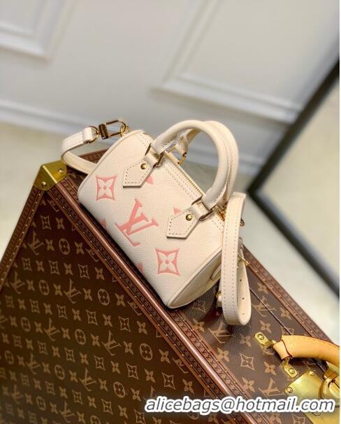 Cheapest Louis Vuitton Nano Speedy Bandoulière Bag in Bicolor Monogram Leather M81913 Cream/Pink 2023