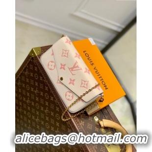 Hot Sell Cheap Louis Vuitton Félicie Pochette in Bicolor Monogram Leather M82047 Cream/Pink 2023