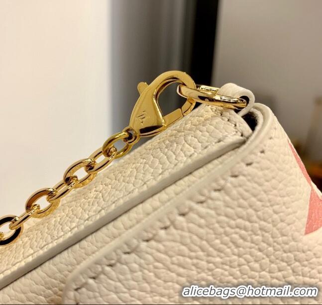 Hot Sell Cheap Louis Vuitton Félicie Pochette in Bicolor Monogram Leather M82047 Cream/Pink 2023