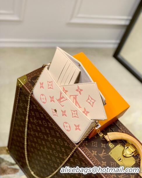 Hot Sell Cheap Louis Vuitton Félicie Pochette in Bicolor Monogram Leather M82047 Cream/Pink 2023