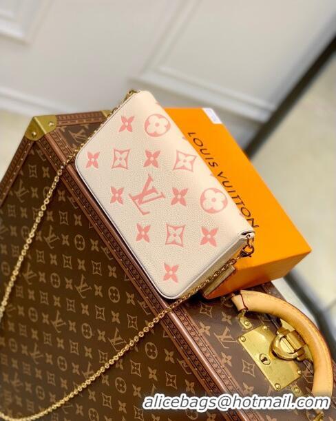 Hot Sell Cheap Louis Vuitton Félicie Pochette in Bicolor Monogram Leather M82047 Cream/Pink 2023