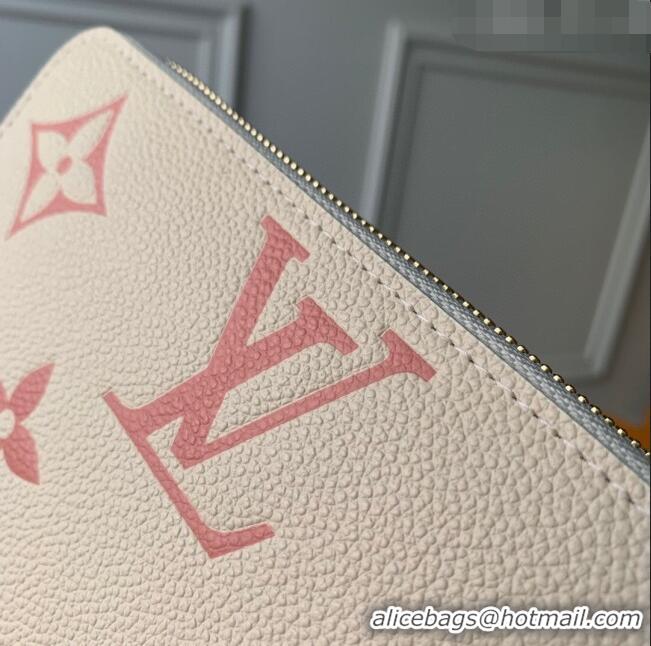 Buy Grade Louis Vuitton Zippy Wallet in Bicolor Monogram Leather M81914 Cream/Pink 2023