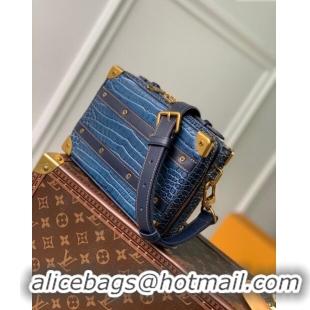 Shop Top Quality Louis Vuitton Handle Soft Trunk Bag in Crocodile Pattern Leather M59351 Blue 2023