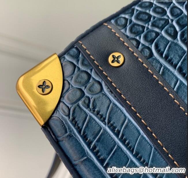 Shop Top Quality Louis Vuitton Handle Soft Trunk Bag in Crocodile Pattern Leather M59351 Blue 2023