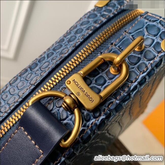 Shop Top Quality Louis Vuitton Handle Soft Trunk Bag in Crocodile Pattern Leather M59351 Blue 2023