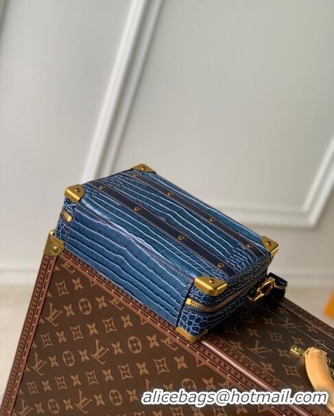 Shop Top Quality Louis Vuitton Handle Soft Trunk Bag in Crocodile Pattern Leather M59351 Blue 2023