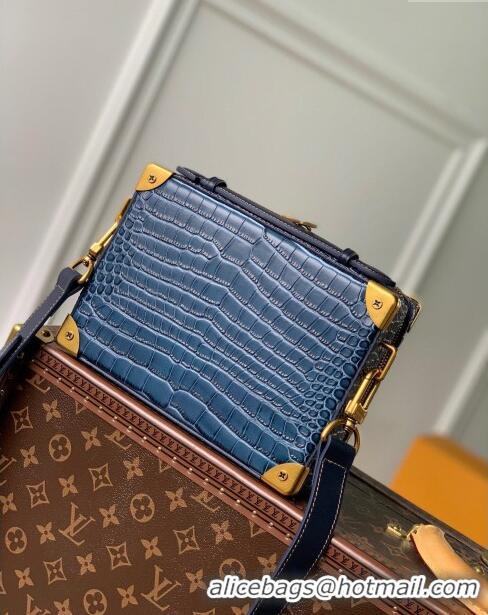 Shop Top Quality Louis Vuitton Handle Soft Trunk Bag in Crocodile Pattern Leather M59351 Blue 2023