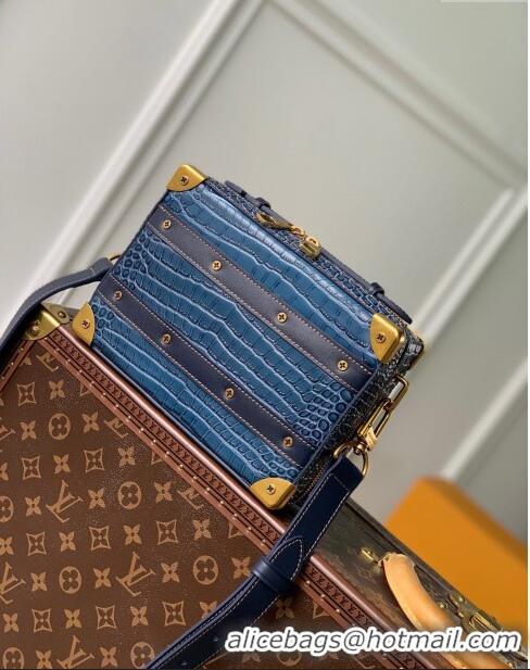 Shop Top Quality Louis Vuitton Handle Soft Trunk Bag in Crocodile Pattern Leather M59351 Blue 2023