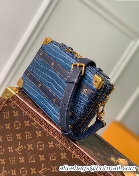 Shop Top Quality Louis Vuitton Handle Soft Trunk Bag in Crocodile Pattern Leather M59351 Blue 2023