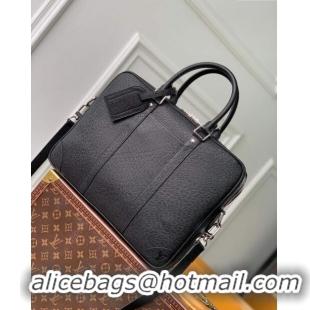 Inexpensive Louis Vuitton Porte-Documents Voyage PM Briefcase in Taiga Noir Leather M30925 Black 2023