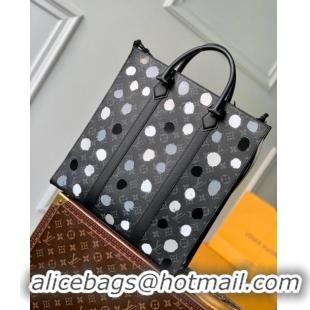 Inexpensive Design Louis Vuitton LVxYK Sac Plat Bag in Monogram Canvas with 3D Painted Dots Print M46404 Black 2023