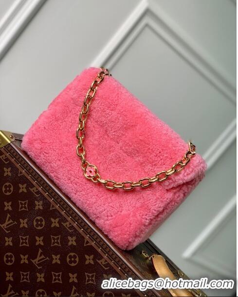 Grade Quality Louis Vuitton Twist MM Bag in Pink Shearling M21320 2023