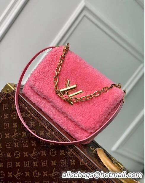 Grade Quality Louis Vuitton Twist MM Bag in Pink Shearling M21320 2023