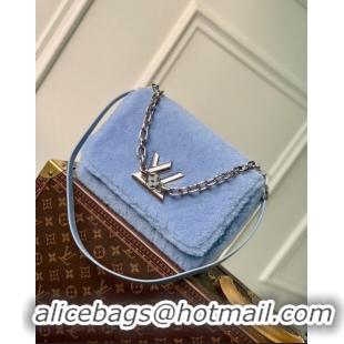 New Fashion Louis Vuitton Twist MM Bag in Blue Shearling M21040 2023