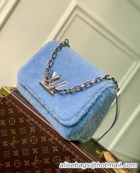 New Fashion Louis Vuitton Twist MM Bag in Blue Shearling M21040 2023