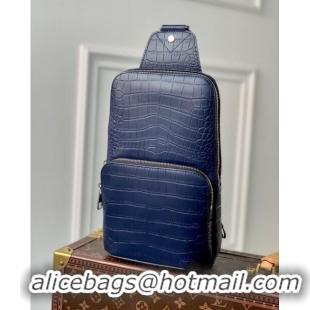 Buy Cheap Louis Vuitton Avenue Sling Bag in Crocodile Pattern Calfskin N41720 Blue 2023