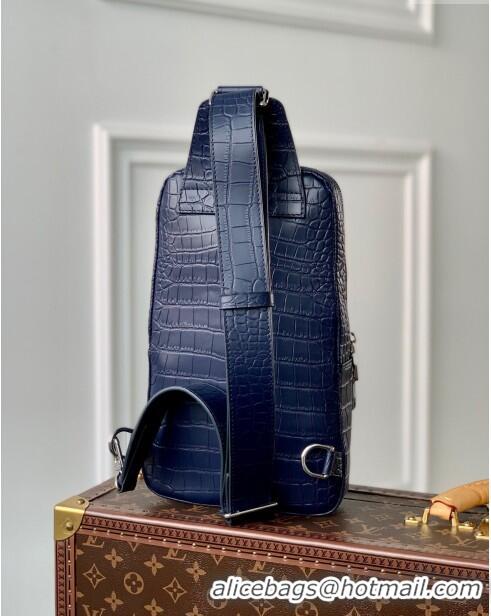 Buy Cheap Louis Vuitton Avenue Sling Bag in Crocodile Pattern Calfskin N41720 Blue 2023