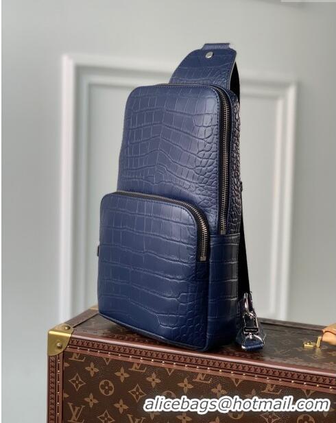 Buy Cheap Louis Vuitton Avenue Sling Bag in Crocodile Pattern Calfskin N41720 Blue 2023