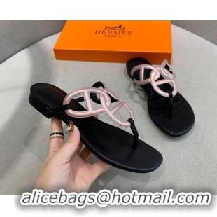 Top Grade Hermes Egerie Thong Slide Sandals Pink 022395