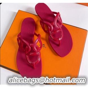 Perfect Hermes Egerie Thong Slide Sandals Dark Pink 022396