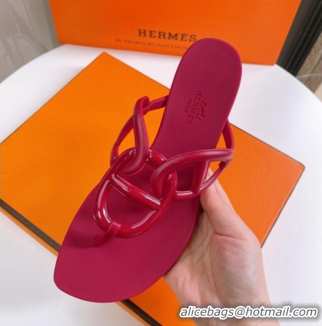 Perfect Hermes Egerie Thong Slide Sandals Dark Pink 022396