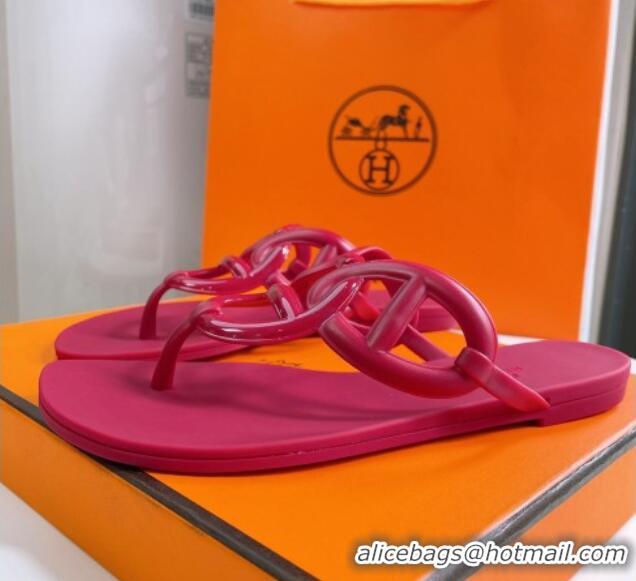 Perfect Hermes Egerie Thong Slide Sandals Dark Pink 022396