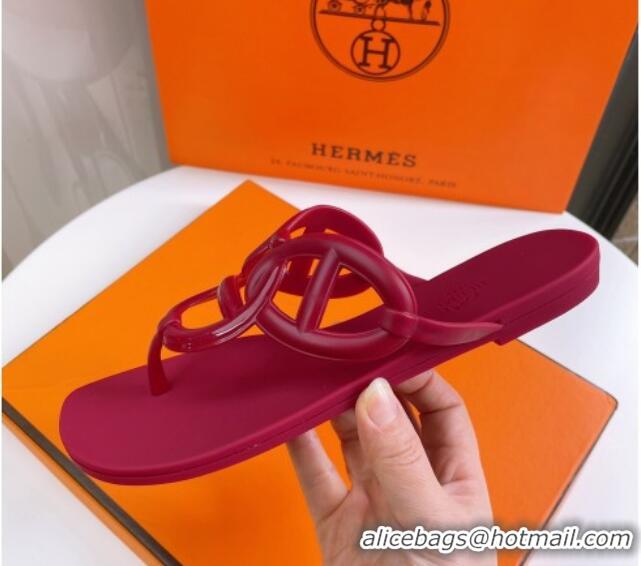 Perfect Hermes Egerie Thong Slide Sandals Dark Pink 022396