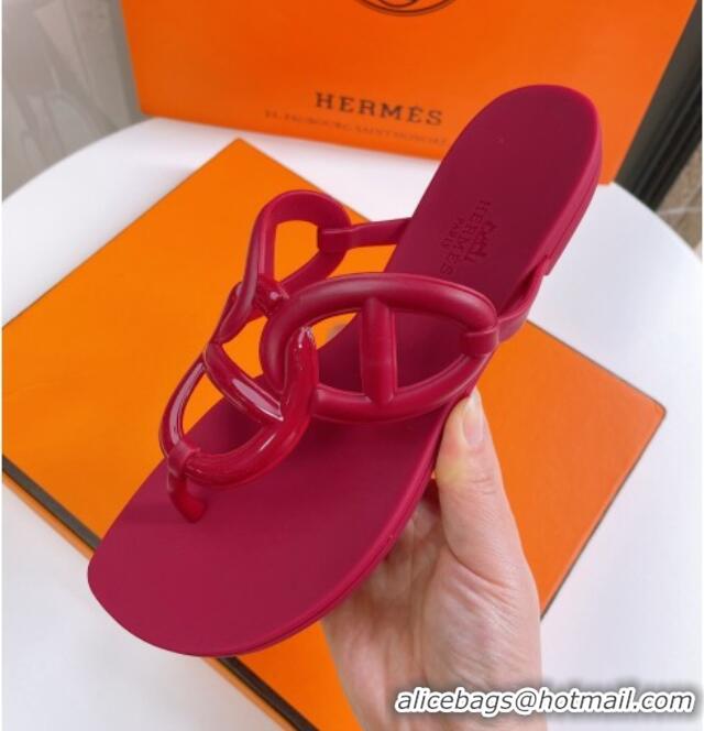 Perfect Hermes Egerie Thong Slide Sandals Dark Pink 022396