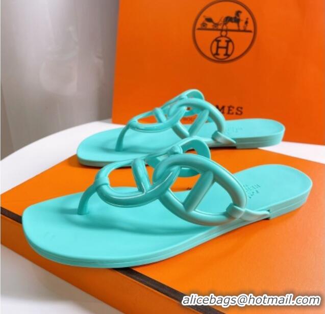 Best Product Hermes Egerie Thong Slide Sandals Light Blue 022398