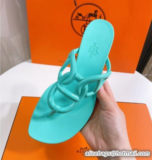 Best Product Hermes Egerie Thong Slide Sandals Light Blue 022398