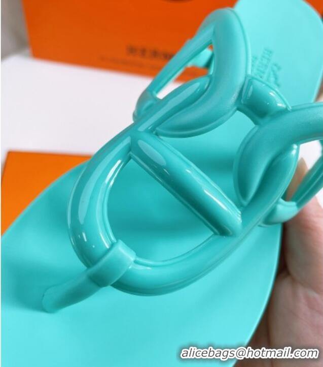 Best Product Hermes Egerie Thong Slide Sandals Light Blue 022398