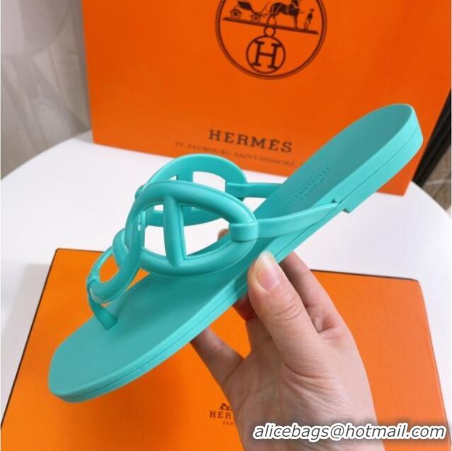 Best Product Hermes Egerie Thong Slide Sandals Light Blue 022398