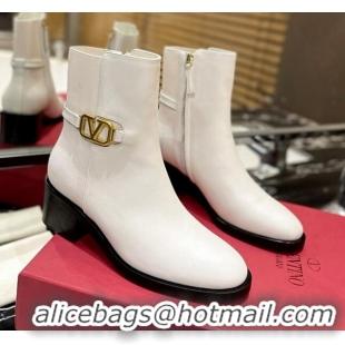 Popular Style Valentino VLogo Signature Calfskin Ankle Boots 5.5cm White 091208