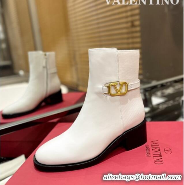 Popular Style Valentino VLogo Signature Calfskin Ankle Boots 5.5cm White 091208