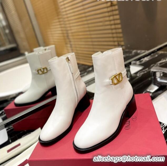 Popular Style Valentino VLogo Signature Calfskin Ankle Boots 5.5cm White 091208