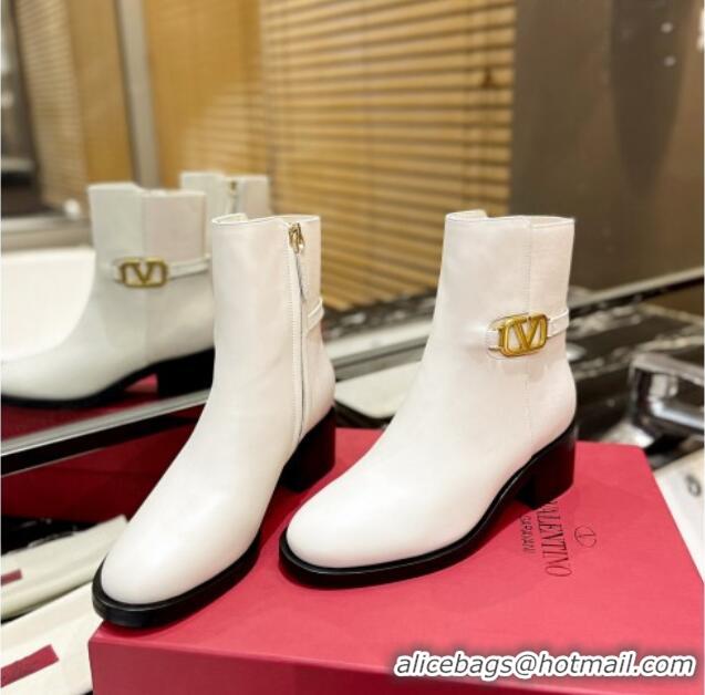 Popular Style Valentino VLogo Signature Calfskin Ankle Boots 5.5cm White 091208