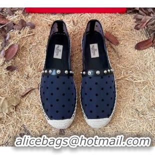 Grade Quality Valentino Dotted Mesh Espadrilles with Bow Blue 091220