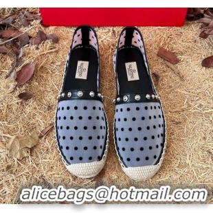 Sophisticated Valentino Dotted Mesh Espadrilles with Bow White 091221